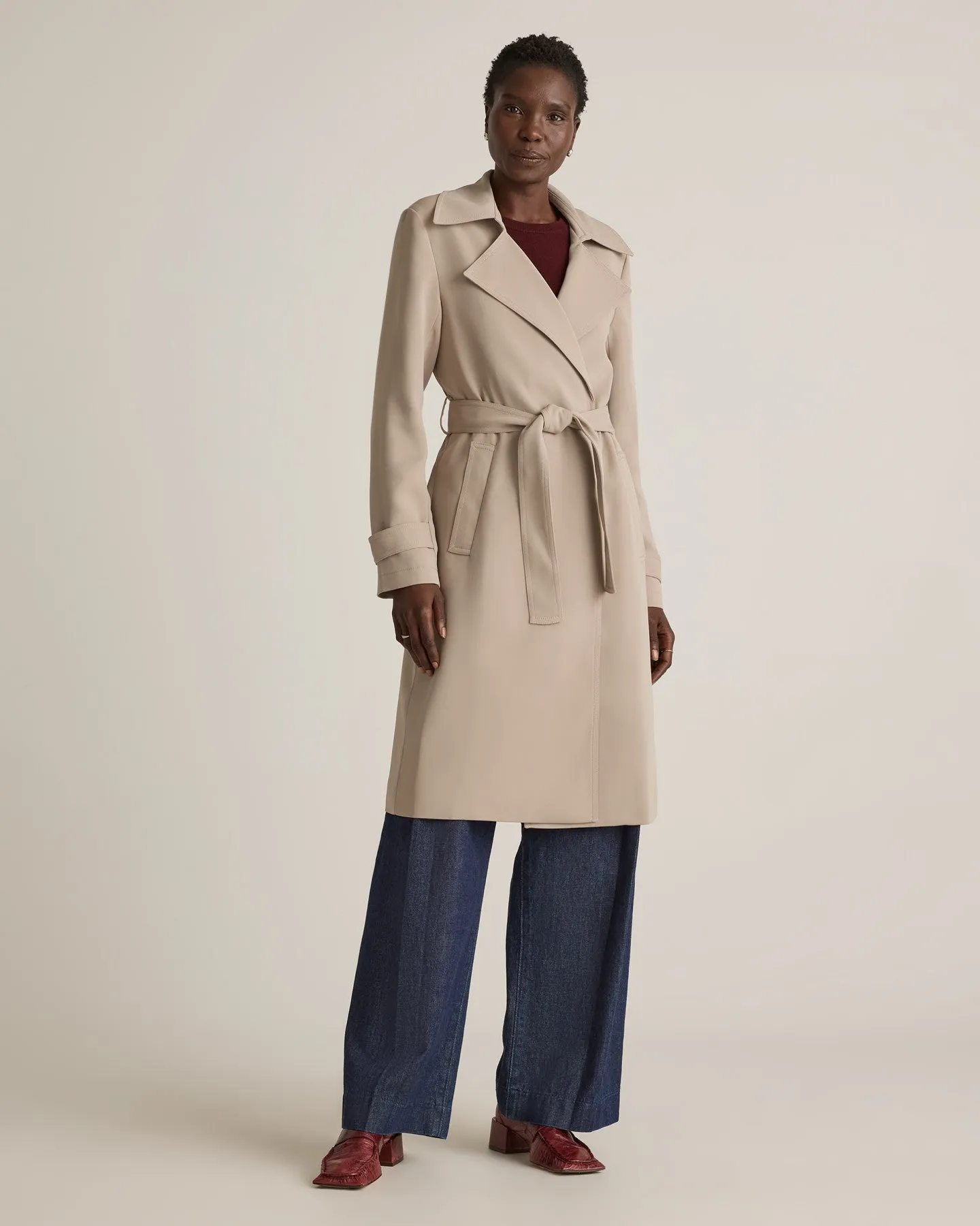 Stretch Crepe Trench Coat