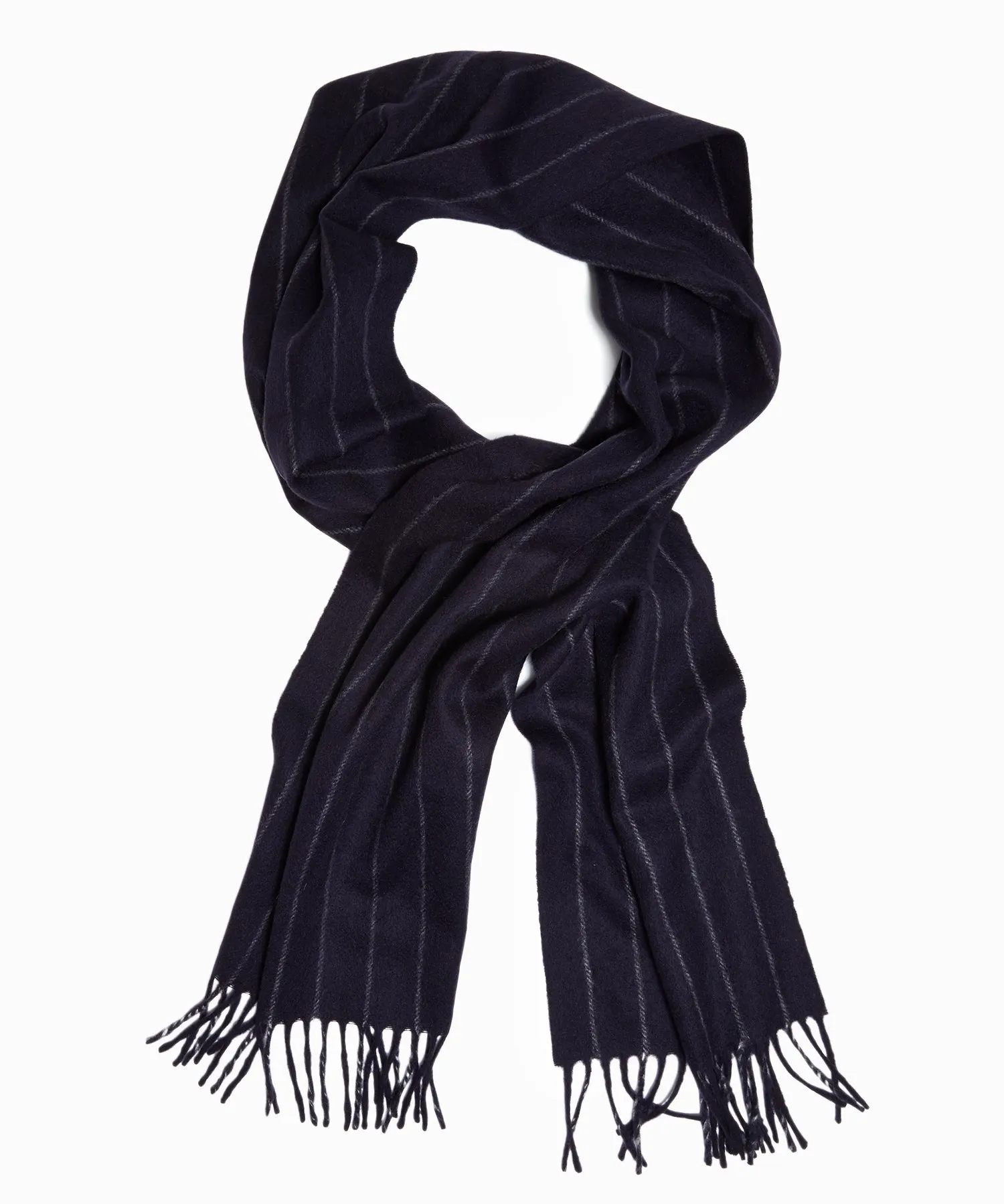 Todd Snyder x Joshua Ellis Navy Cashmere Pinstripe Scarf