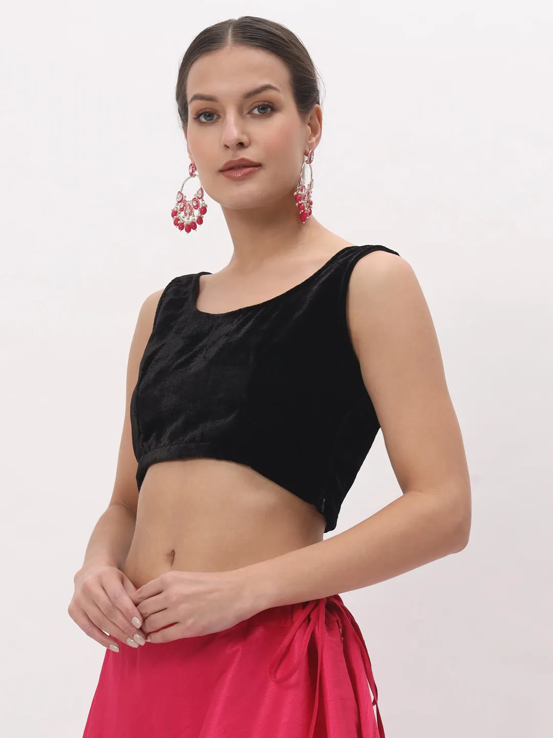 Velvet Solid Crop Top