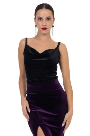 Velvet Top With Draped Neck And Straps