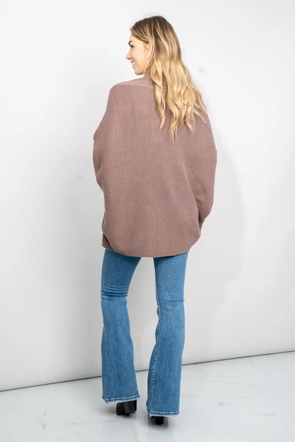 Very J Open Front Dolman Sleeve Longline Cardigan