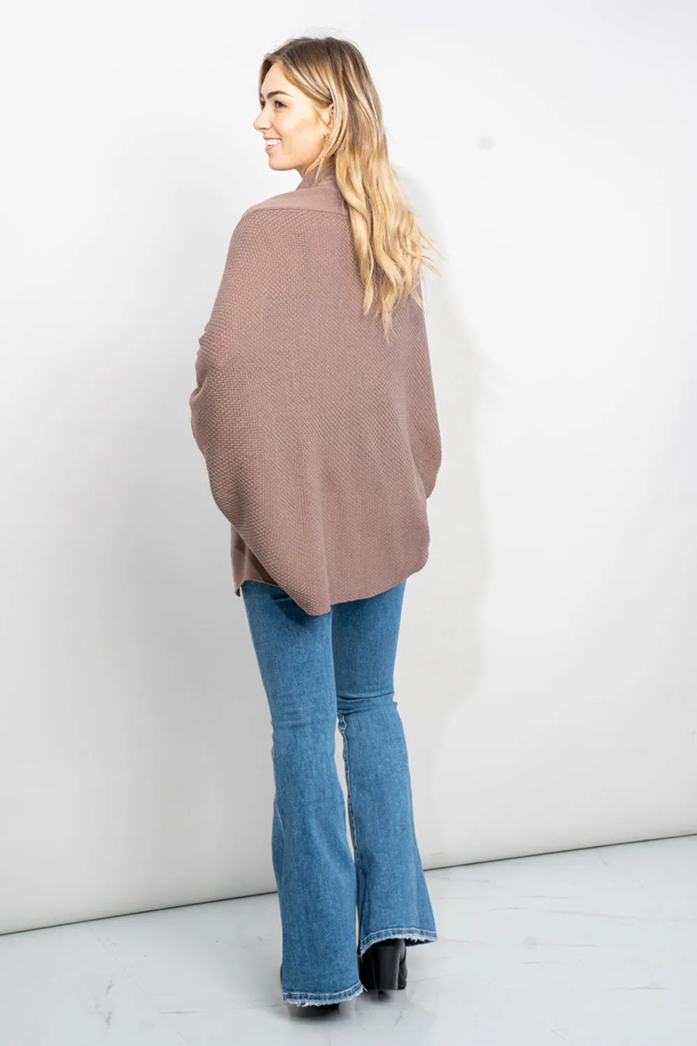 Very J Open Front Dolman Sleeve Longline Cardigan