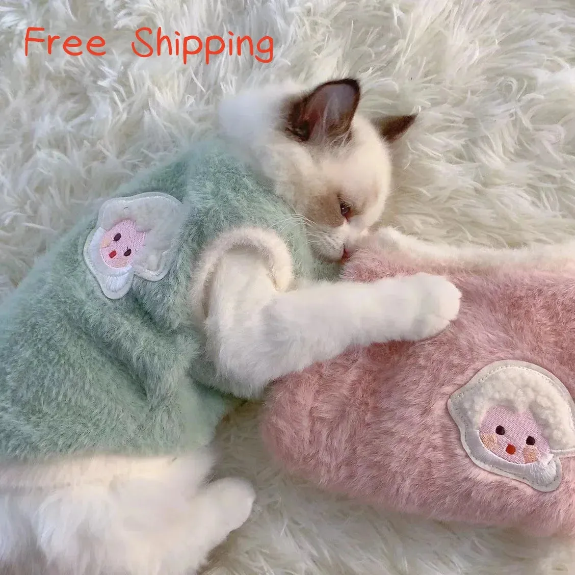 Warm Faux Rabbit Fur Pet Vest for Cats and Dogs