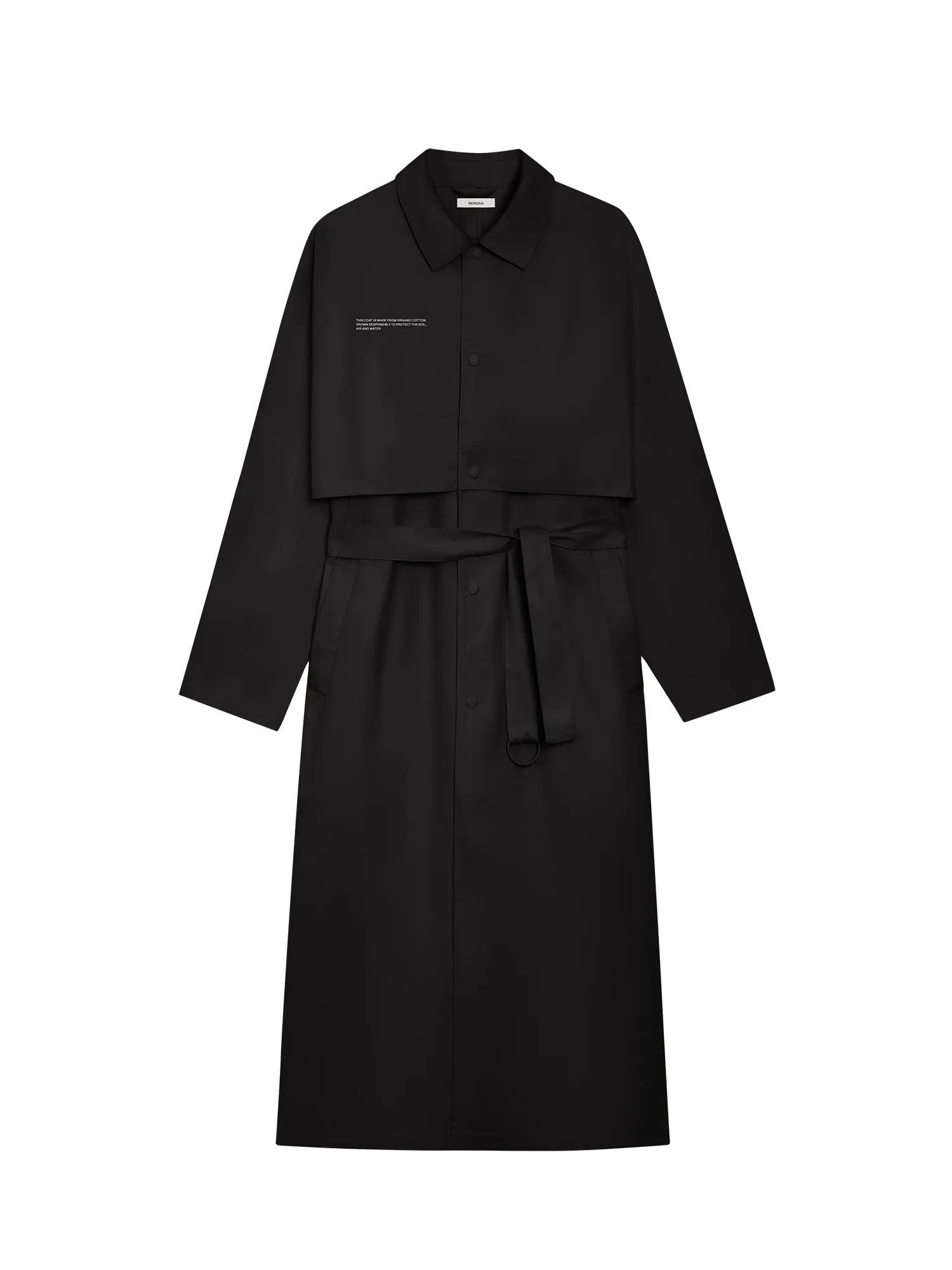 Womens Organic Cotton Trench Coat—black