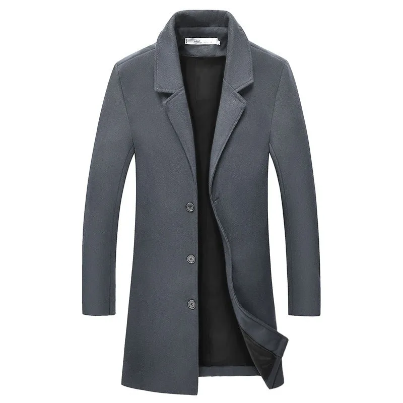 Woolen lapel trench coat