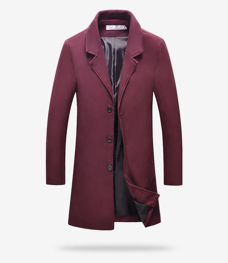 Woolen lapel trench coat